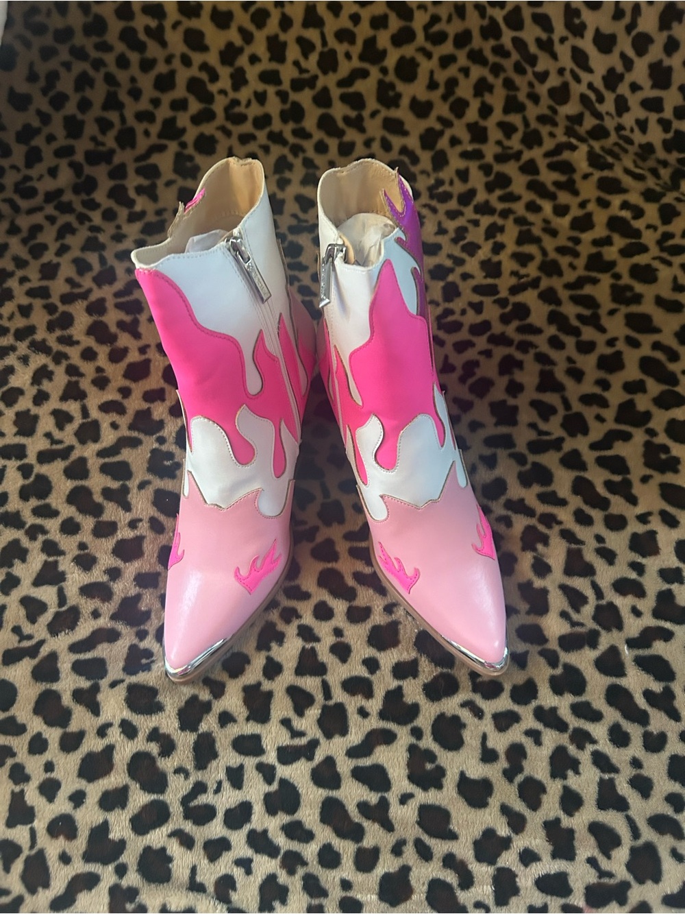 Cape Robbin Pink & White Flame Ankle Boots - Picture 3 of 4